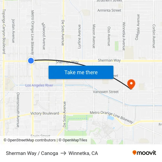 Sherman Way / Canoga to Winnetka, CA map