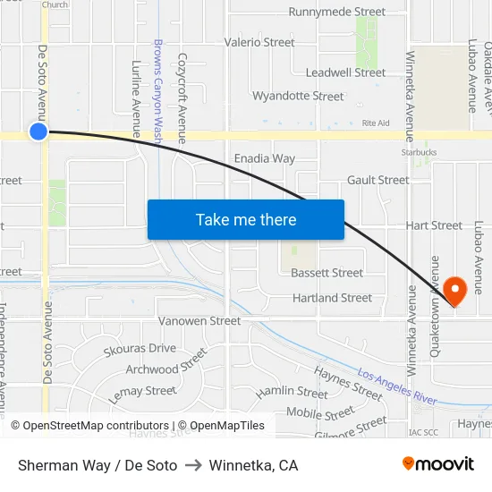 Sherman Way / De Soto to Winnetka, CA map