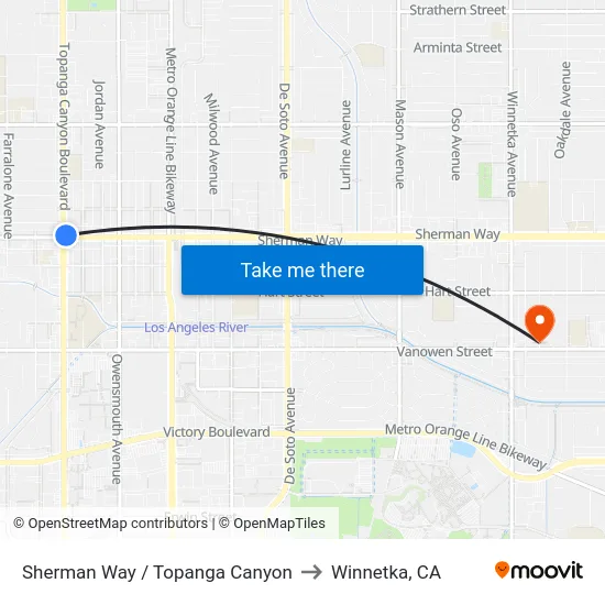 Sherman Way / Topanga Canyon to Winnetka, CA map
