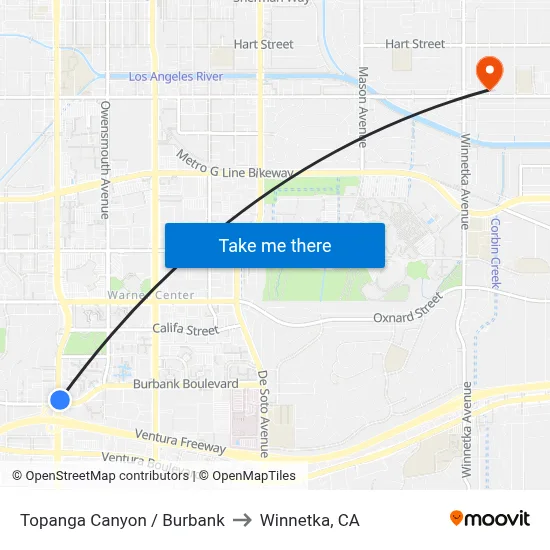 Topanga Canyon / Burbank to Winnetka, CA map