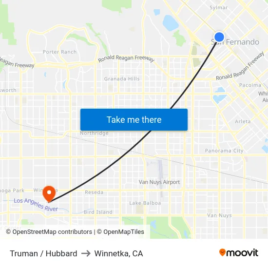 Truman / Hubbard to Winnetka, CA map