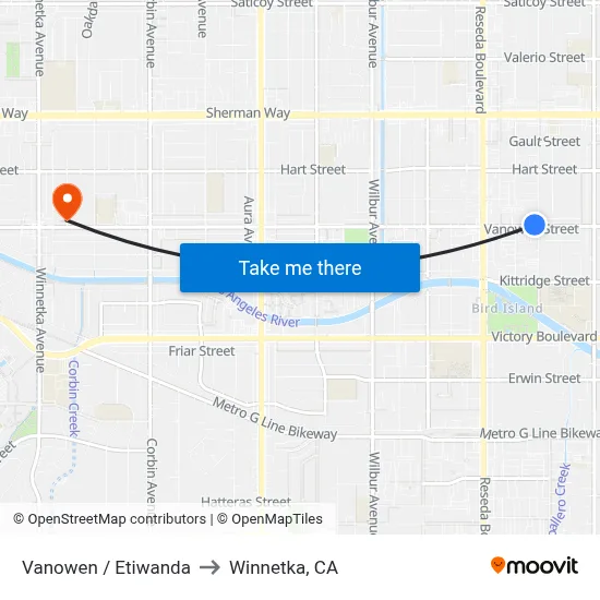 Vanowen / Etiwanda to Winnetka, CA map