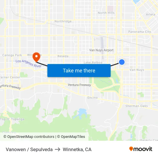 Vanowen / Sepulveda to Winnetka, CA map