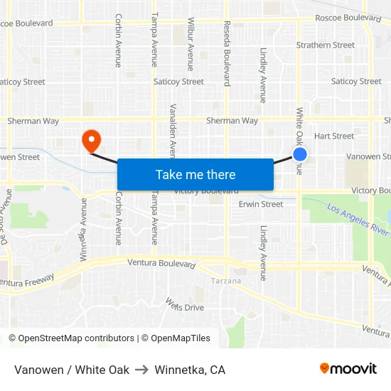 Vanowen / White Oak to Winnetka, CA map