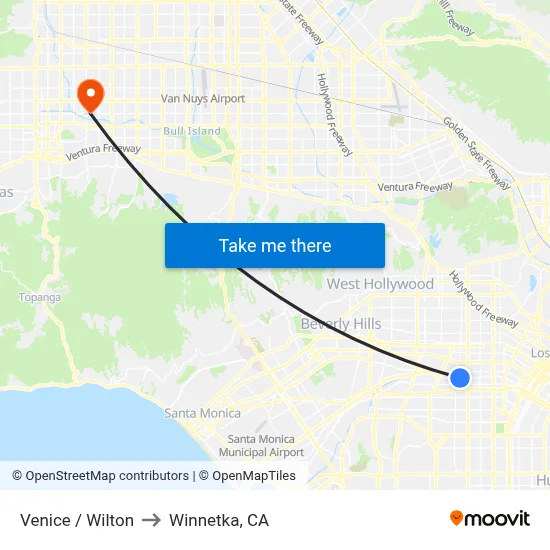 Venice / Wilton to Winnetka, CA map