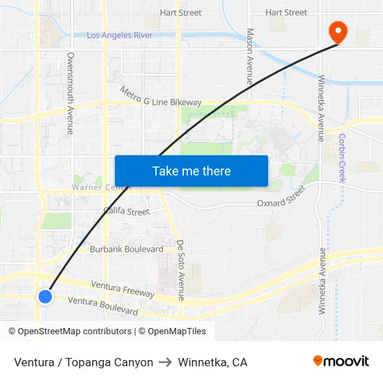 Ventura / Topanga Canyon to Winnetka, CA map