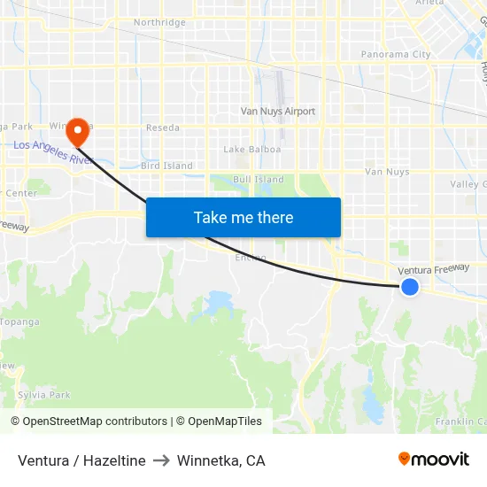 Ventura / Hazeltine to Winnetka, CA map