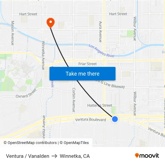 Ventura / Vanalden to Winnetka, CA map