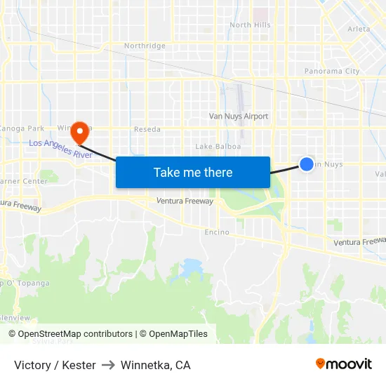 Victory / Kester to Winnetka, CA map