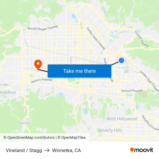 Vineland / Stagg to Winnetka, CA map