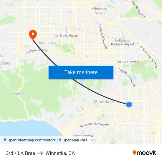 3rd / LA Brea to Winnetka, CA map