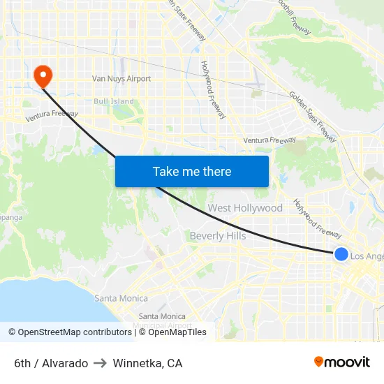 6th / Alvarado to Winnetka, CA map