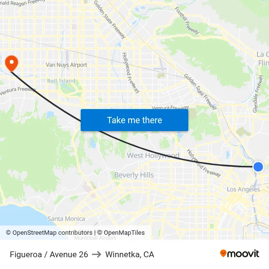 Figueroa / Avenue 26 to Winnetka, CA map