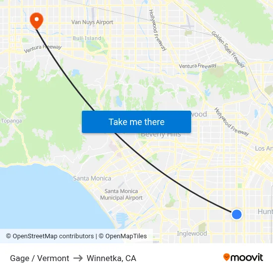 Gage / Vermont to Winnetka, CA map
