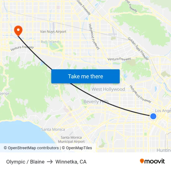 Olympic / Blaine to Winnetka, CA map