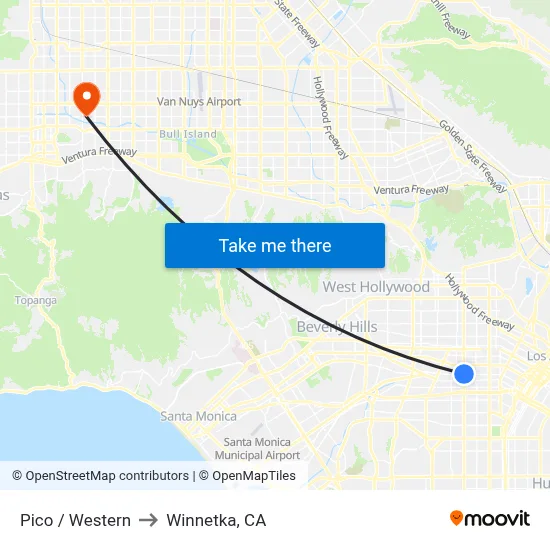 Pico / Western to Winnetka, CA map