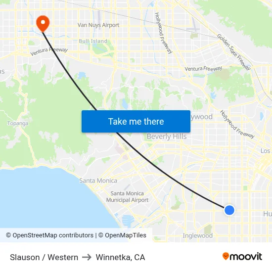 Slauson / Western to Winnetka, CA map