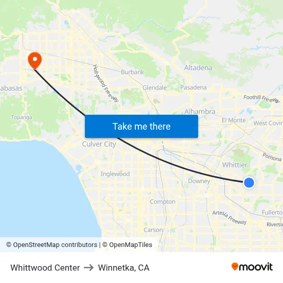 Whittwood Center to Winnetka, CA map