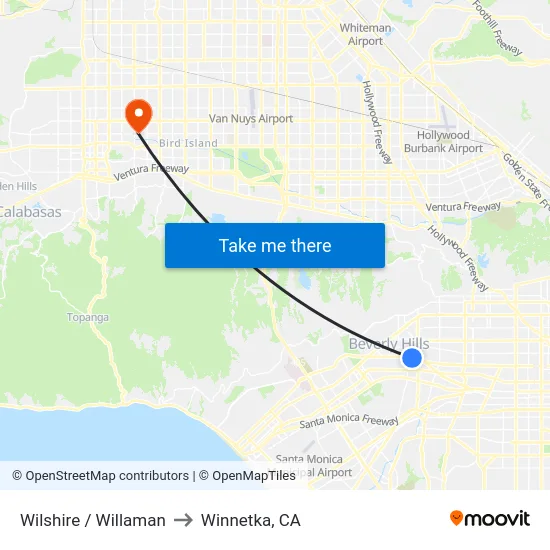 Wilshire / Willaman to Winnetka, CA map