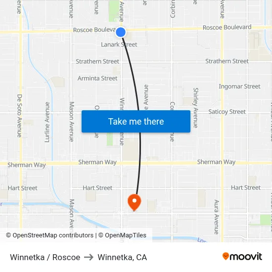 Winnetka / Roscoe to Winnetka, CA map