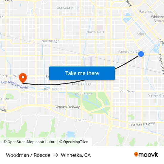 Woodman / Roscoe to Winnetka, CA map