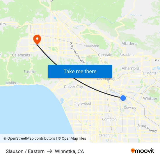 Slauson / Eastern to Winnetka, CA map