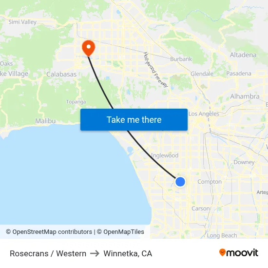 Rosecrans / Western to Winnetka, CA map
