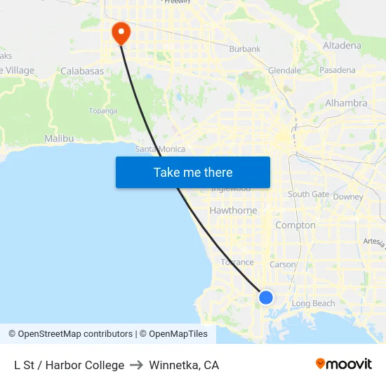 L St / Harbor College to Winnetka, CA map