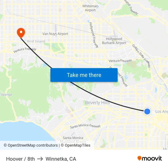 Hoover / 8th to Winnetka, CA map