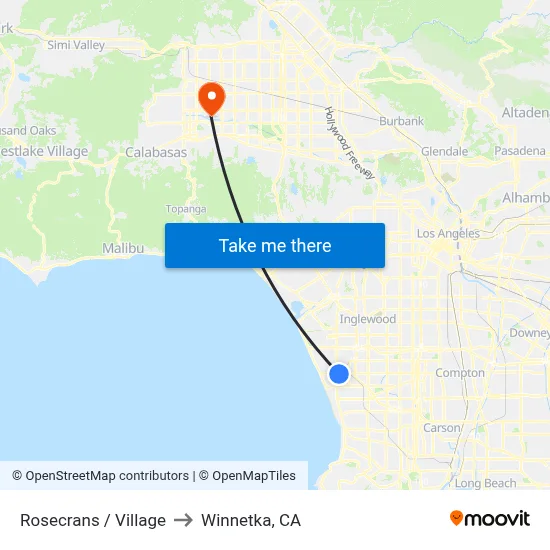 Rosecrans / Village to Winnetka, CA map