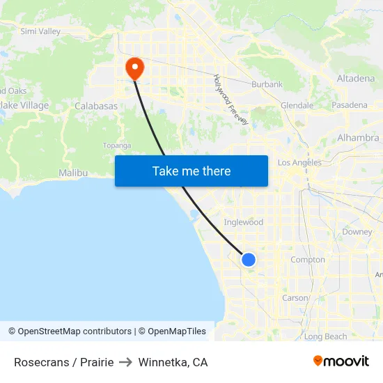 Rosecrans / Prairie to Winnetka, CA map