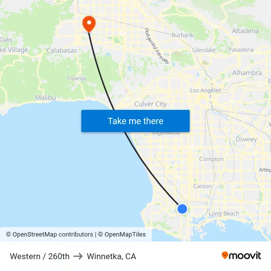 Western / 260th to Winnetka, CA map