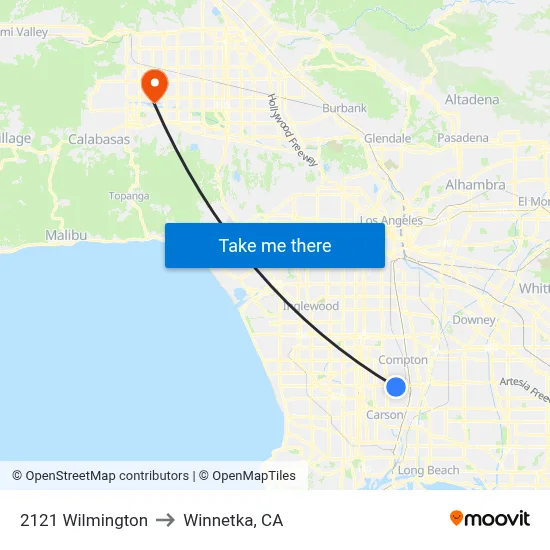 2121 Wilmington to Winnetka, CA map