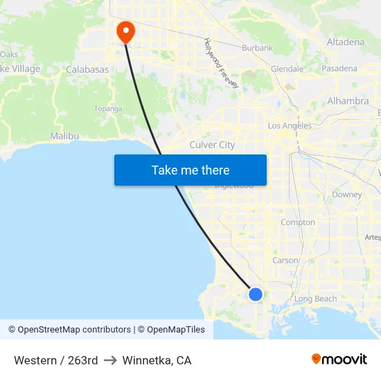 Western / 263rd to Winnetka, CA map