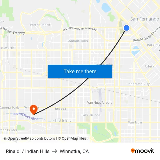 Rinaldi / Indian Hills to Winnetka, CA map