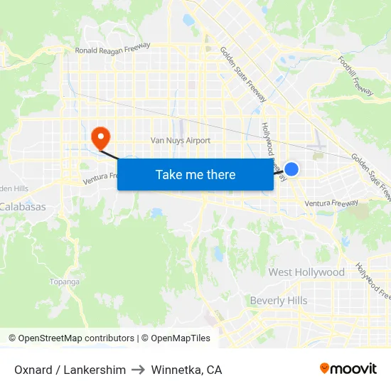 Oxnard / Lankershim to Winnetka, CA map