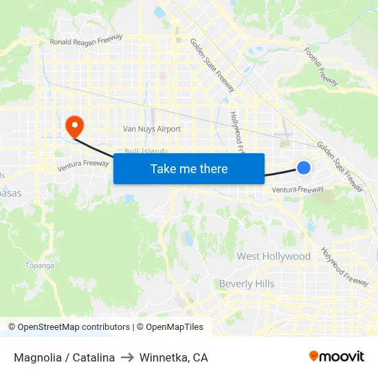 Magnolia / Catalina to Winnetka, CA map