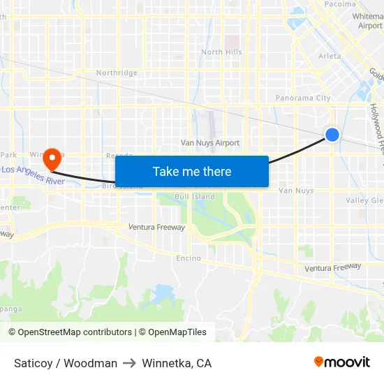 Saticoy / Woodman to Winnetka, CA map