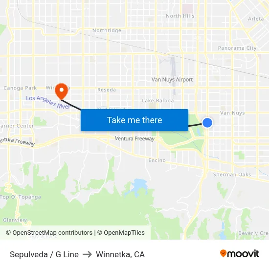 Sepulveda / G Line to Winnetka, CA map