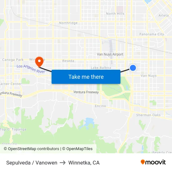 Sepulveda / Vanowen to Winnetka, CA map