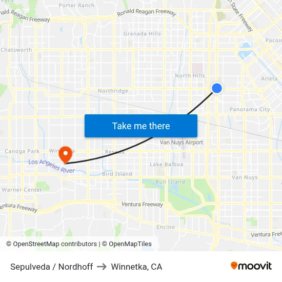 Sepulveda / Nordhoff to Winnetka, CA map