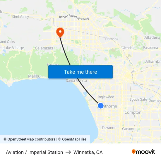 Aviation / Imperial Station to Winnetka, CA map