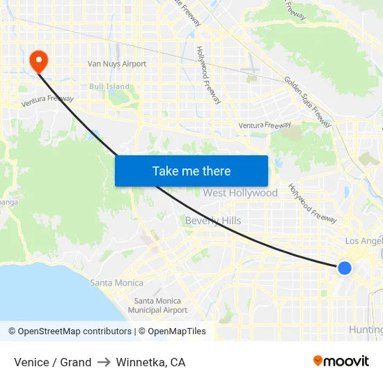 Venice / Grand to Winnetka, CA map