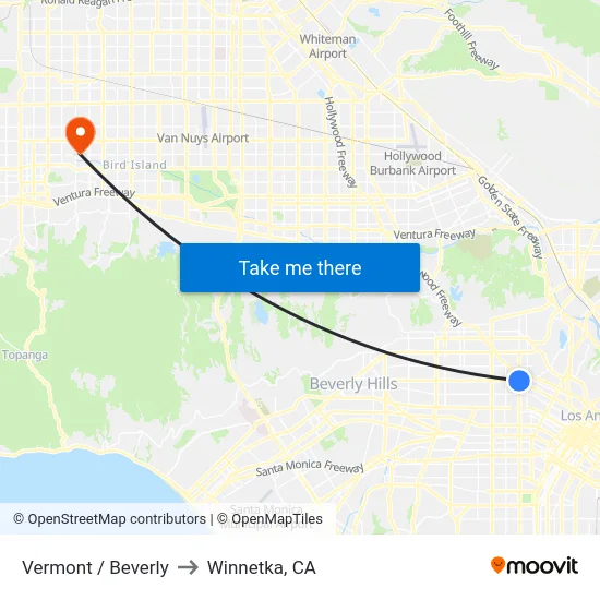 Vermont / Beverly to Winnetka, CA map