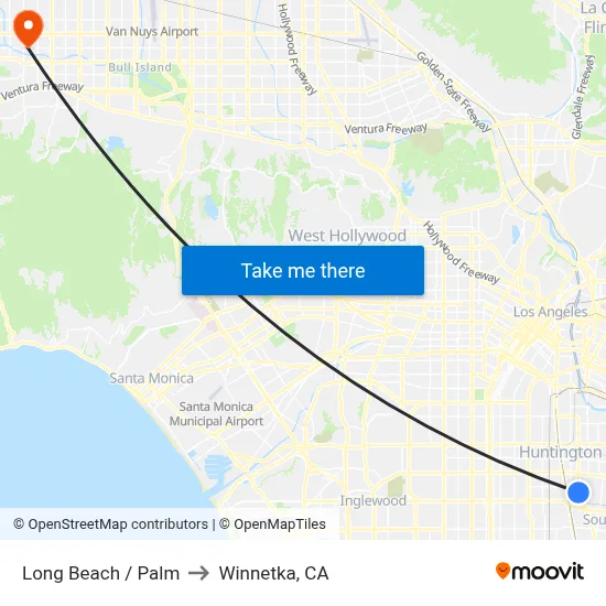 Long Beach / Palm to Winnetka, CA map
