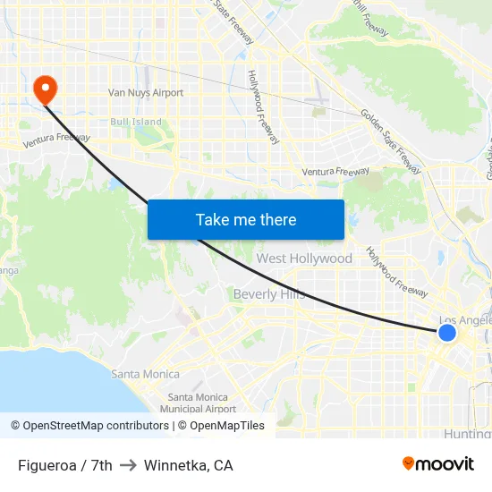 Figueroa / 7th to Winnetka, CA map