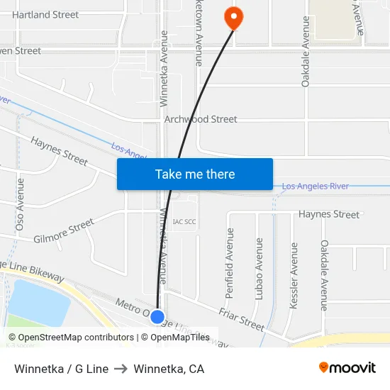 Winnetka / G Line to Winnetka, CA map