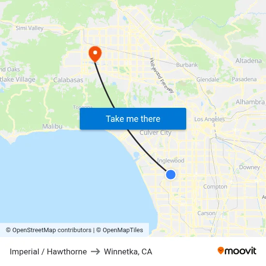 Imperial / Hawthorne to Winnetka, CA map