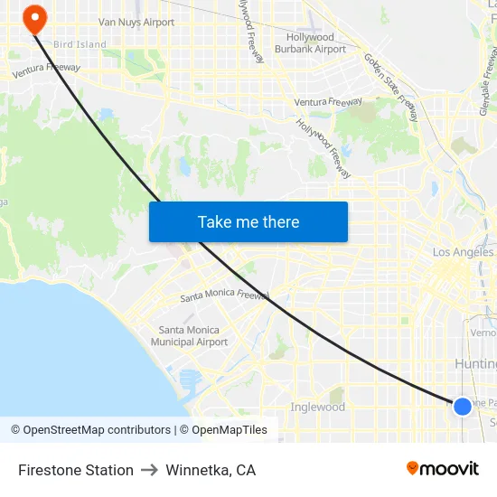 Firestone Station to Winnetka, CA map