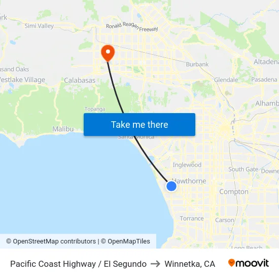 Pacific Coast Highway / El Segundo to Winnetka, CA map